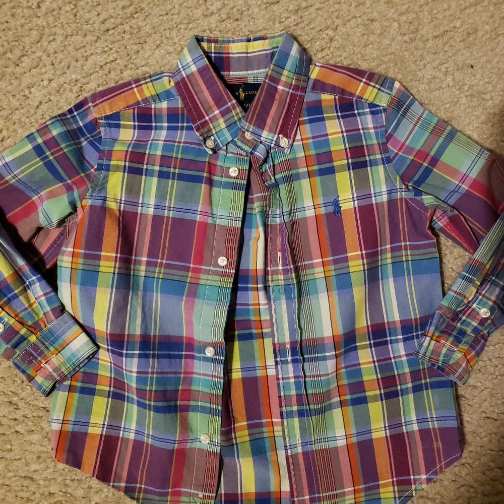 Boys 3t 3t Ralph Lauren Polo Plaid Long Sleeve Shi